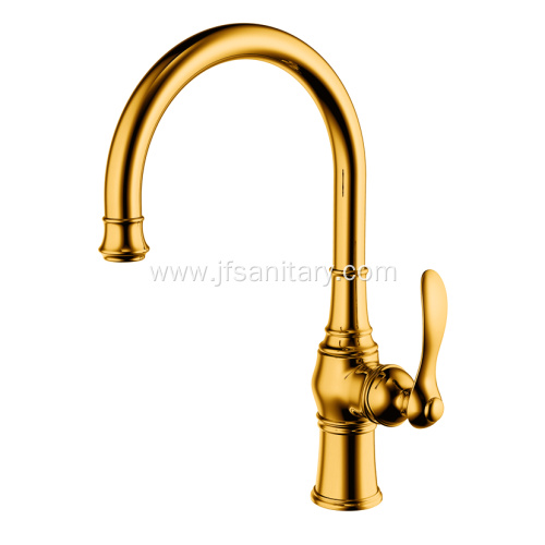 Copper Single Hole Single Handle Kitchen Faucet Gold